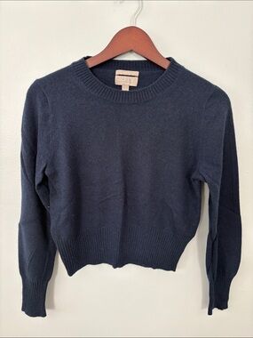 J. Crew Cashmere Cropped Crewneck Sweater - Navy